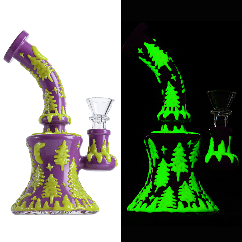 Unique Beaker Bongs Halloween Style Narguilés Heady Verre Tuyaux D'eau Octopus Dab Rigs 14mm Joint Avec Bol Oeil Dents 3D 6 Pouce Pipe À Fumer TX834