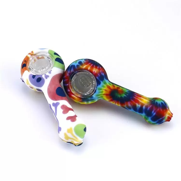 water glass smoking pipes silicone hand accessories Bong Spoon Pipe Food-grade silica gel colourful glasses tobacco pipes