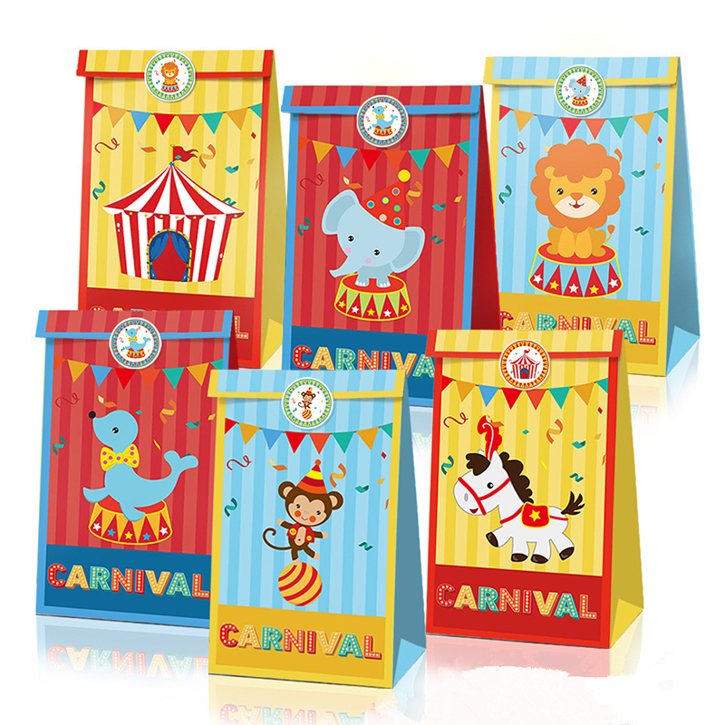 Cadeau cadeau cirque carnaval fête bonbons sac cirque bonbons papier sac enfants anniversaire bébé douche fête décoration sacs cadeaux fournitures de fête 220913