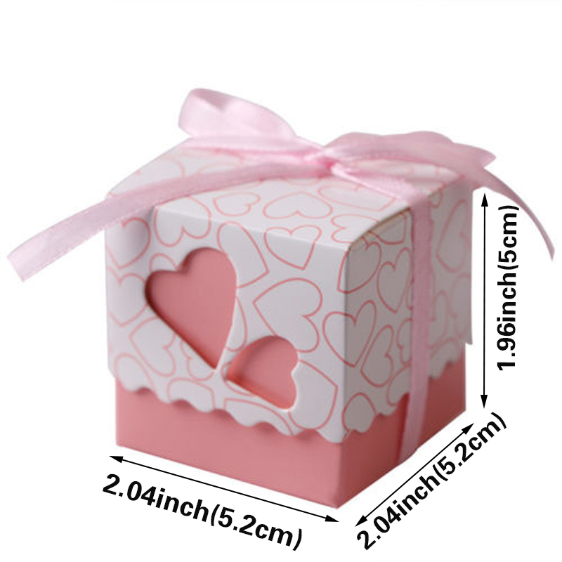 Gift Wrap 50sts Love Heart Candy Boxes With Ribbon Favors Gift Box Dop Baby Shower Wedding Souvenirs Gifts To Guest Party Supply 220913