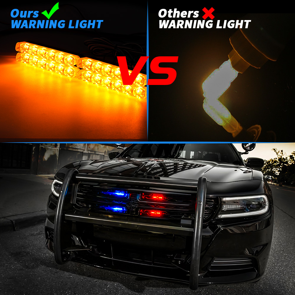 4 in 1 Car Led Strobe Warning Signal Grille Flashing Light 6LED Fireman Beacon Traffic Lamp 12V Red Blue Motorcycle Auto