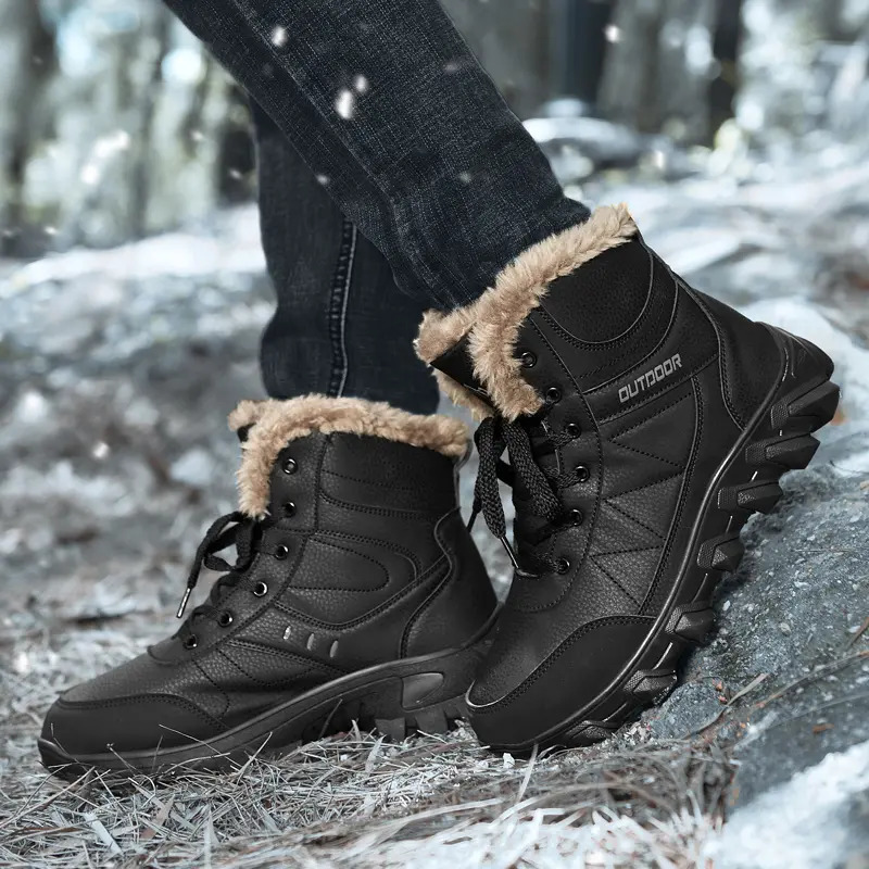Boots Winter oversized warm mens boots High top cotton shoes and velvet Snow trekking platform high 220913
