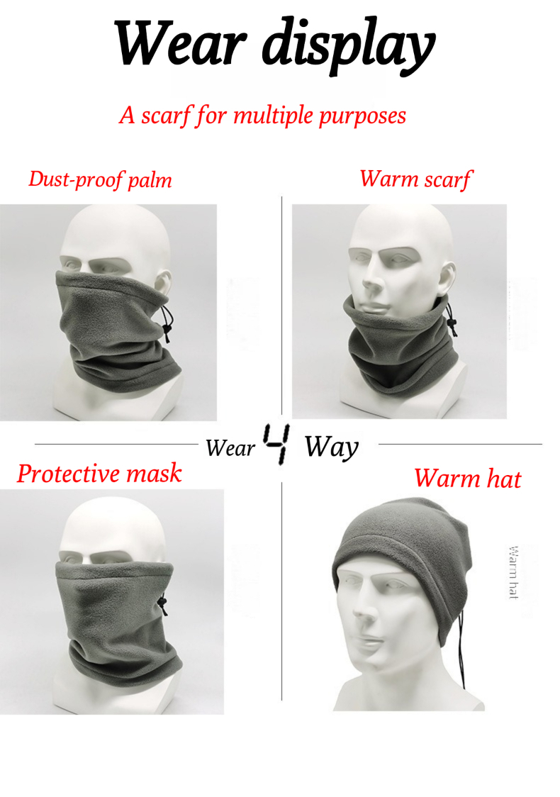 Multifunctionele fleece sjaals verdikt warm fietsenmasker buiten nekbedekking 3 in 1 polaire fleece halsdoekhoeden