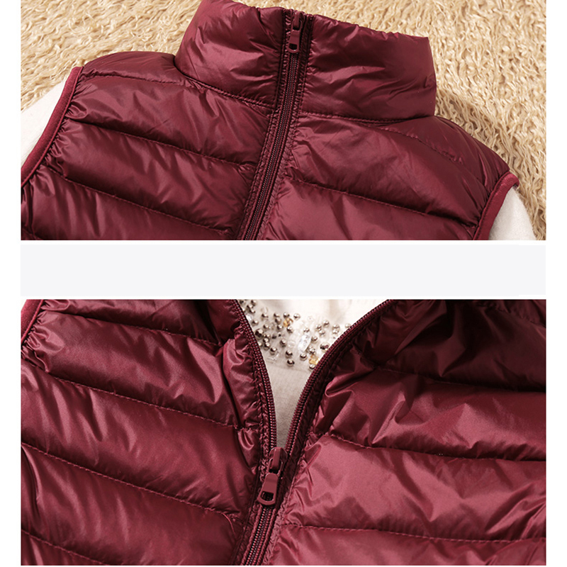 여자 조끼 여성 90% 화이트 오리 다운 조끼 여자 초석 오리 다운 조끼 재킷 가을 겨울 하이 칼라 민소매 코트 220913