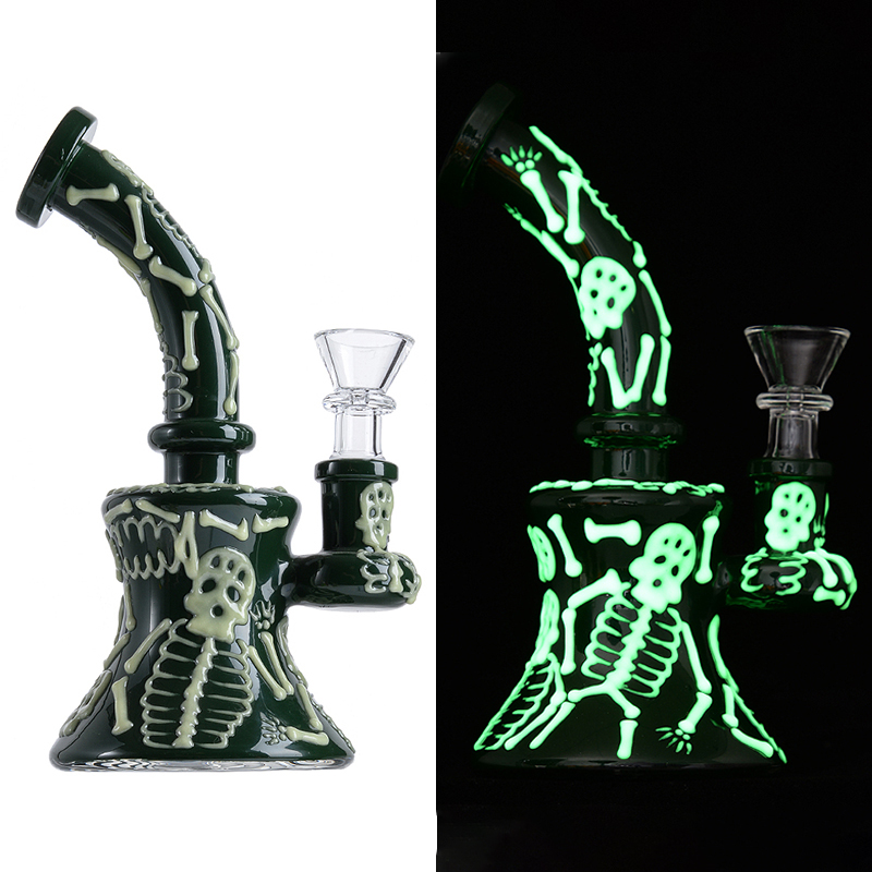 Heady Cam Harmanlar Dab Rigsunique Bongs Cadılar Bayramı Stilleri Su Boruları Karanlık Duş Başlıklarında Parlıyor 14.5mm Dişi Eklem TX832