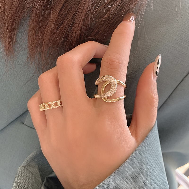 2020 Nieuwe Metalen Zirkoon Kruis Goud Kleur Open Ringen Mode Koreaanse Sieraden Voor Vrouw Luxe Bruiloft Meisje Vinger Unusual274R