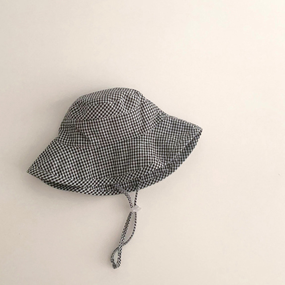 Wide Brim Summer Sun Hat for Baby Plaid Print Fisherman's Hat Children Cotton Bucket Cap for Boys Baby Girls SunHat Kids Bonnet