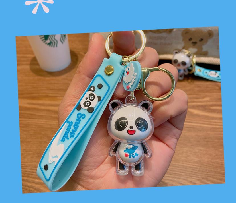 Parti Favor Panda Akrilik Keychain Dundun Araba Çantası Kolye Anahtar Yüzük Sevimli Karikatür Metal Hediye Alanı Astronot Etkinliği