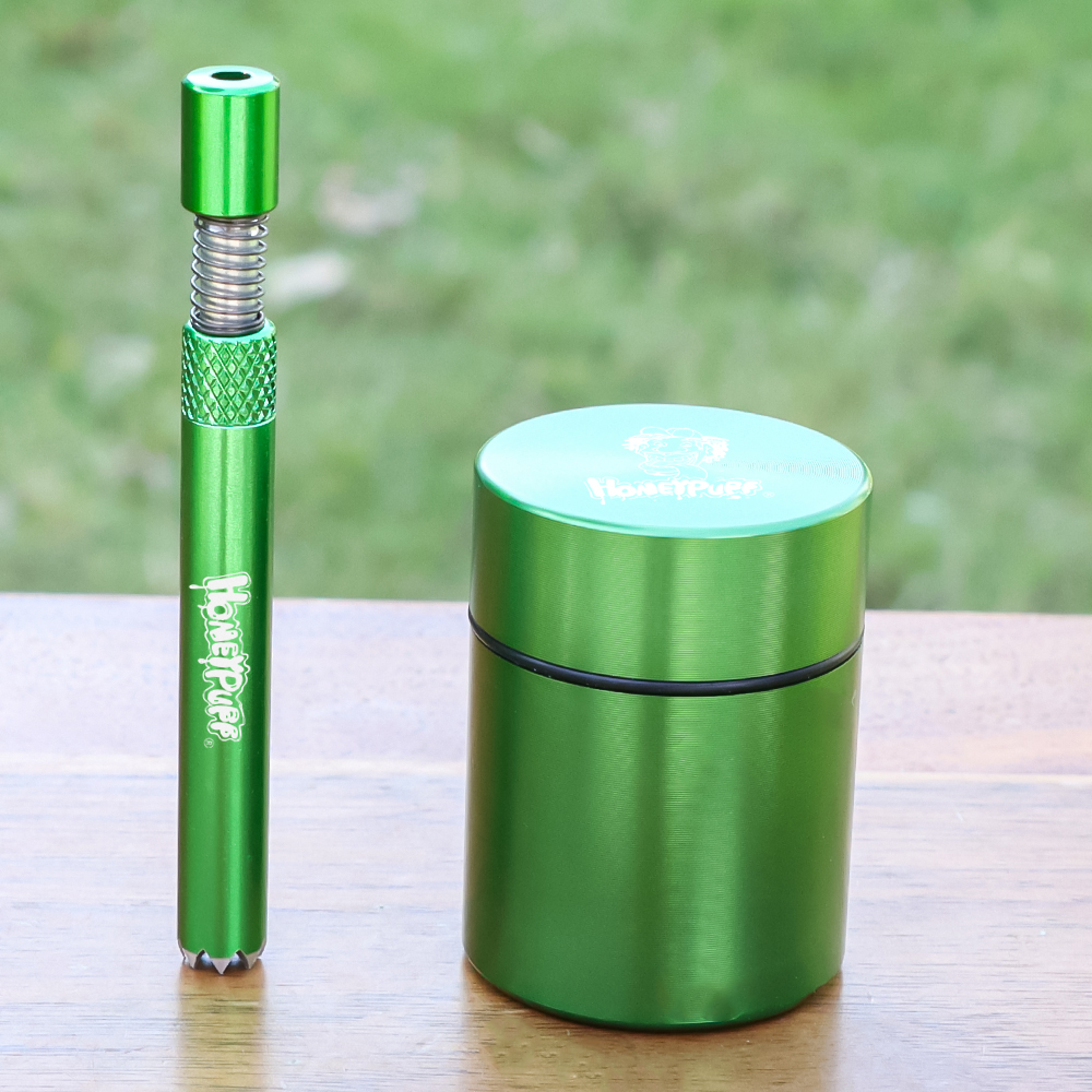 HONEYPUFF Self-cleaning Smoking Pipe 82 mm Portable One Hitter Aluminum Airtight Container Tobacco Storage Tank Metal Stash Box
