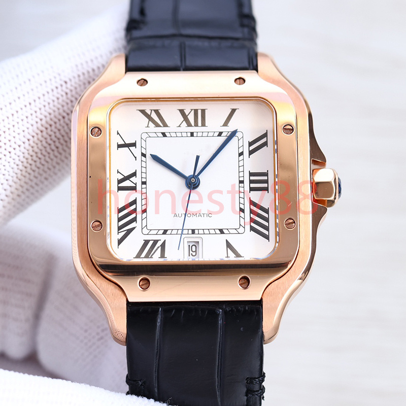 Ca Square Relojes para hombre Relojes mecánicos de acero inoxidable de 40 mm Caja y pulsera Reloj de oro de moda Relojes de pulsera luminosos para hombre Mon277E