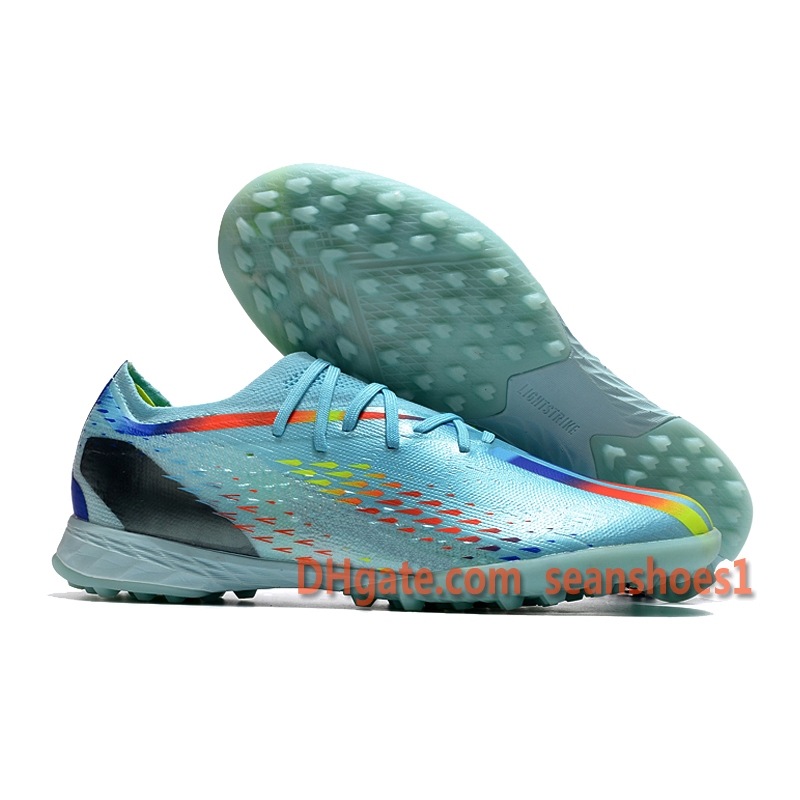 Gift Bag Mens Soccer Boots Football Cleats Trainers Soccer Shoes Turf Man Soft Leather Comfortable Low Ankle Green Pink Orange Blue Red X Speedportal.1 TF US6.5-11