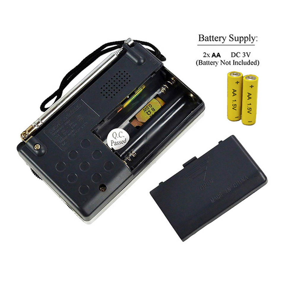 راديو Mini Mini Pocket Am FM مع هوائي تلسكوبي مكبر الصوت 2-Band Outdible Radio Receiver BC-R119