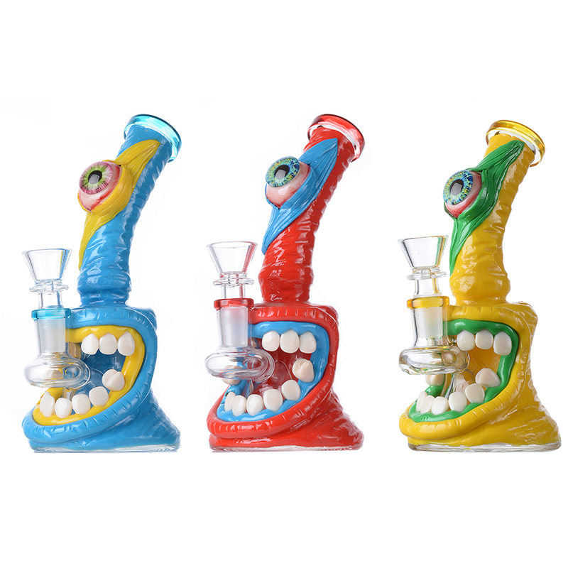 Unique Glass Bongs Halloween Style Heady Hookahs Showerhead Perc Percolator Octopus Bongs Oil Dab Rigs 14mm Female Joint Water Pipes With Bowl