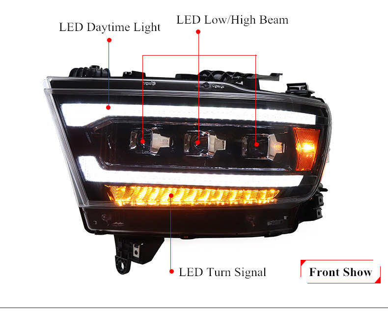 Car Daytime Running Head Light Dodge RAM 1500 LED Headlight 2009-2018 Dynamic Turn Signal High Beam Accessori auto Lampada