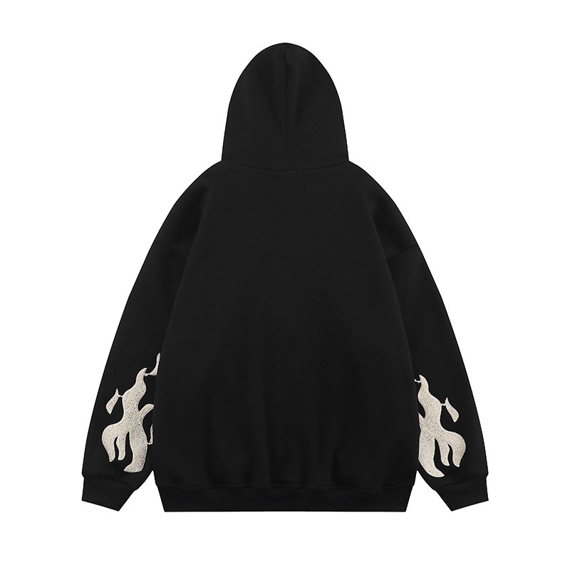 Herrtröjor tröjor gotiska bokstäver tryck överdimensionerade zip up hoodie hösten vinter streetwear långärmad bomullsjackor 220913