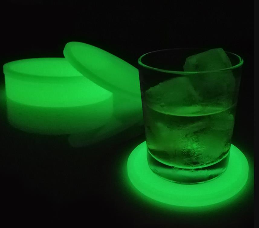 Glow in the Dark Silicone Coaster Mat Luminous Coasters Cup Pad Anti Slip Mats 10 cm Thermische isolatie Waterdichte gloeiende mat