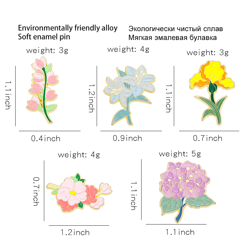 화려한 꽃 에나멜 핀 공장 릴리 복숭아 꽃 브로치 라펠 배낭 배낭 모자 스웨터 커스텀 액세서리 보석 선물 친구
