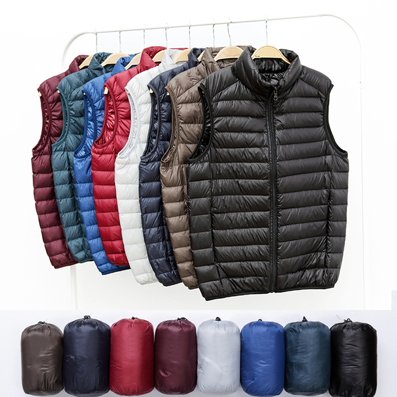 Mäns västar bang varumärke Waistcoat Ultra Light Down Vest Män Lätt vattentät ärmlös Vit Duck Male Slim Gilet 220913