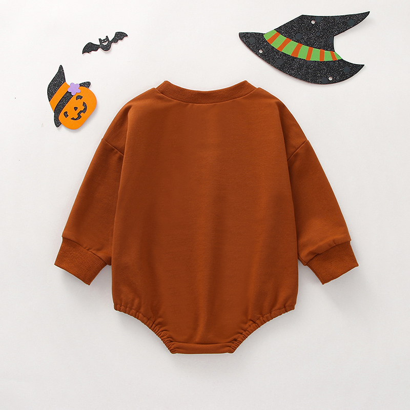 Rompers Halloween Autumn Born Infant Baby Boys Girls Rompers 024m Cartoon Pumpkin Letter Tryck Långärmad Romper Jumpsuits Costume 220913