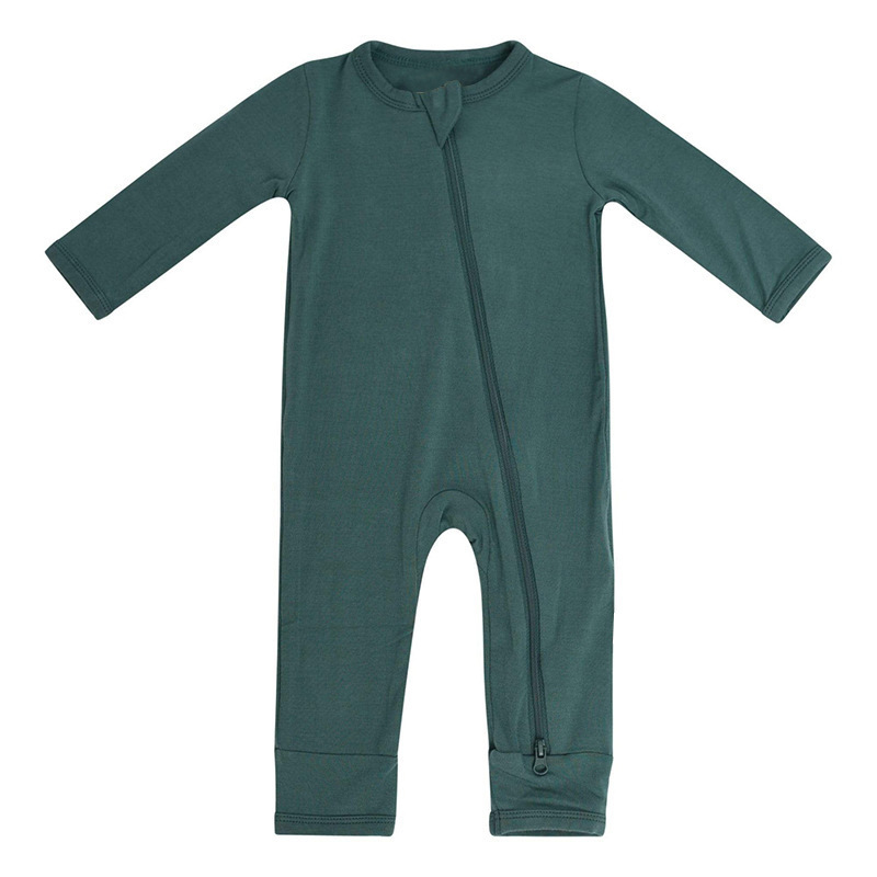 Rompers Baby Romper Bamboo Fibra de menino Roupas de menina nascida Footies de zíper para macacão Solid Longsleeve Roupas de bebê 024M 22091333324301