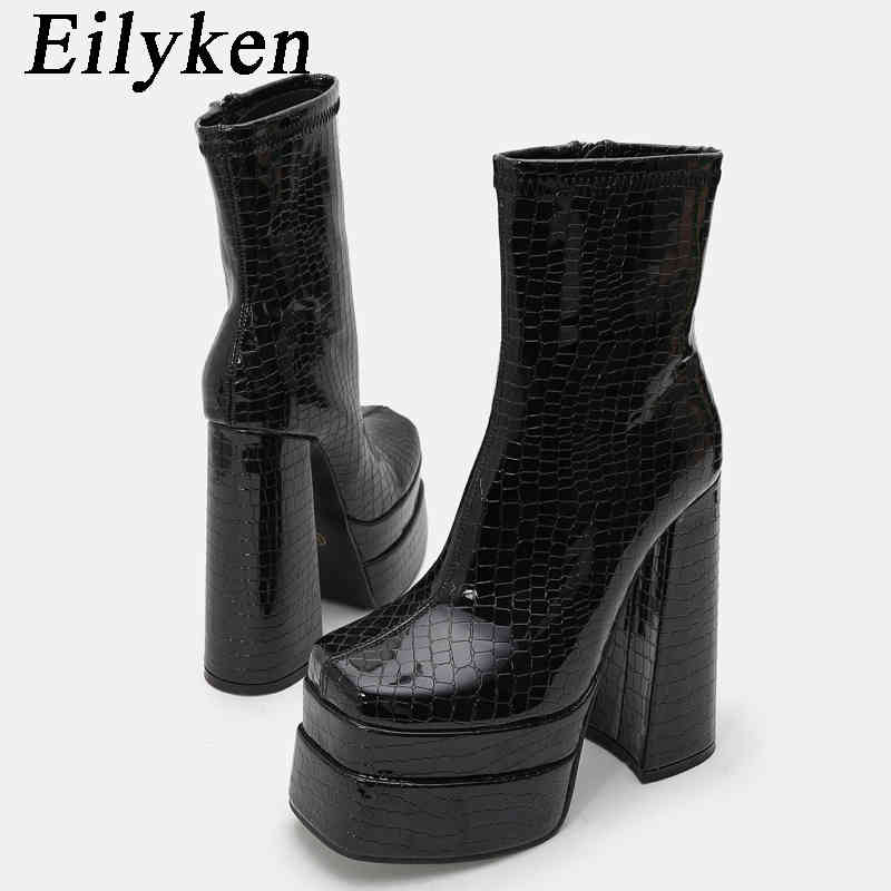 Stövlar Eilyen Autumn Winter Women Street Style Serpentine Ankle Boots Fashion Platform Wedges Satin High Heels Female Prom Chunky Shoe 220913