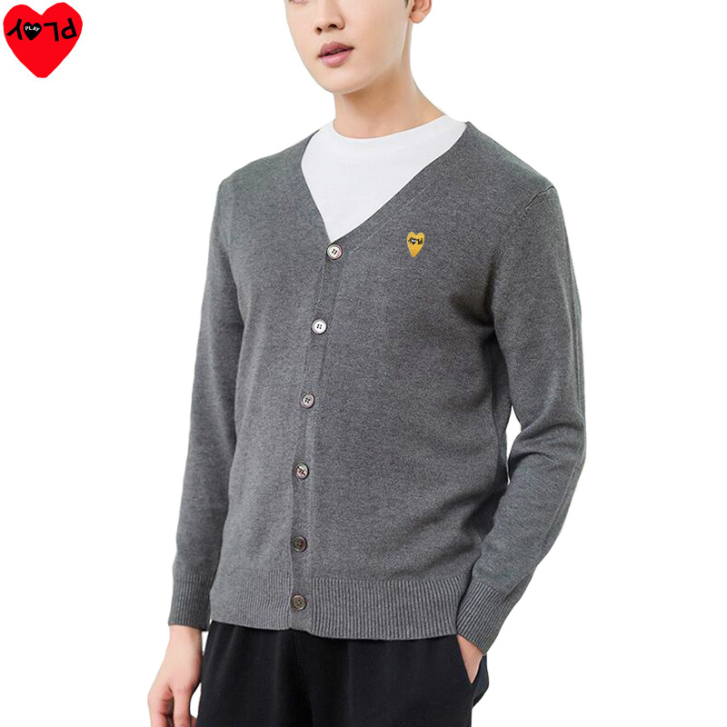 Herrtröjor Spela män Cardigan Vneck SingleBreasted LongSleeved Cotton broderad kärleksbrev Löst vår Autumn Men Casual Cardigan 220914