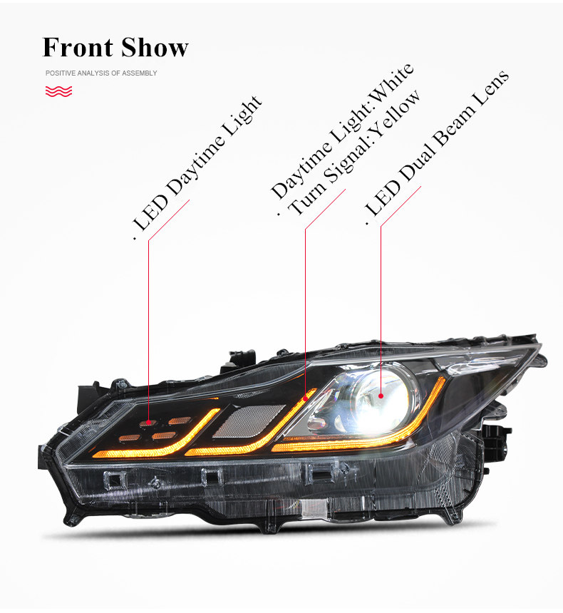 Luce di marcia diurna a LED Toyota Corolla Gruppo faro 2019-2021 Indicatore di direzione dinamico Lampada automatica con lente a doppio fascio