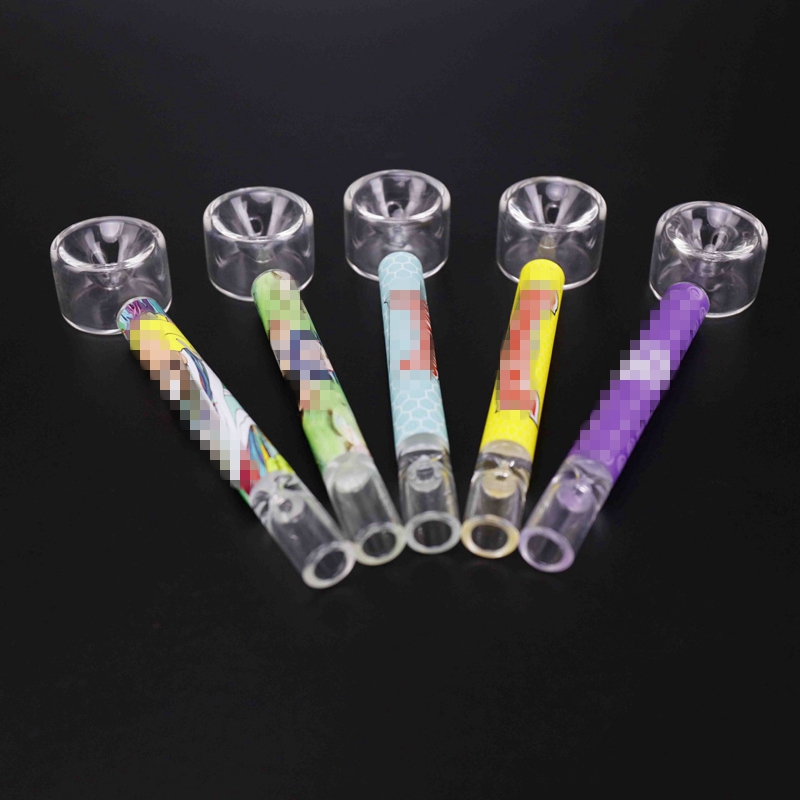 Colorful Pyrex Thick Glass Pipes Dry Herb Tobacco Filter Bowl Portable Removable Cigarette Smoking Holder Catcher Taster Bat One Hitter Handpipes Tube