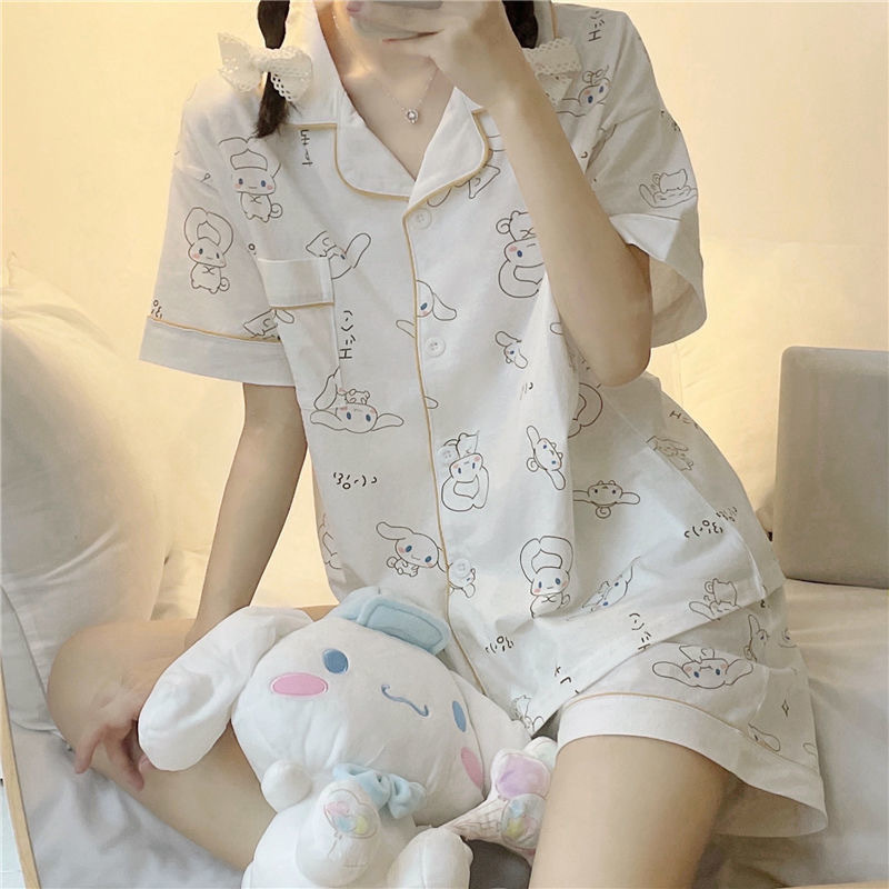 Kvinnors sömnkläder japan stil tryck pyjamas kvinnor kläder set sommar plus storlek pyjamas för tonåring flickor kawaii pijamas sömnkläder 220913