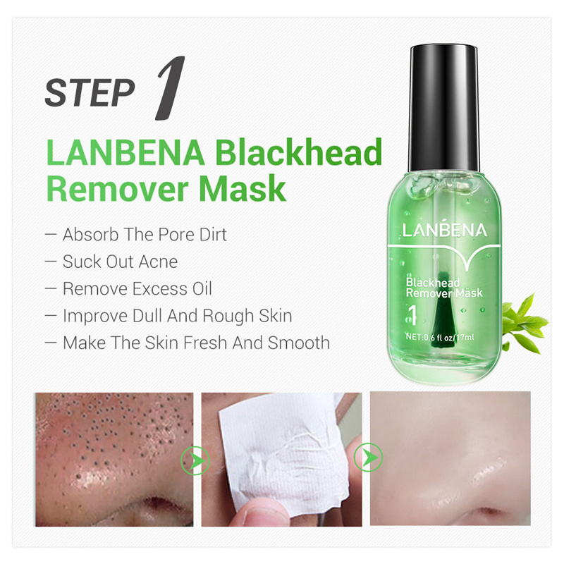 Lanbena Blackhead Remover Maskesi Koyu 3 İçinde 1 Yeşil Çay Yağı Siyah Kırıntı Kiti Gözenekler İçin Burun Çençeleri Yüz Güzellik Seti