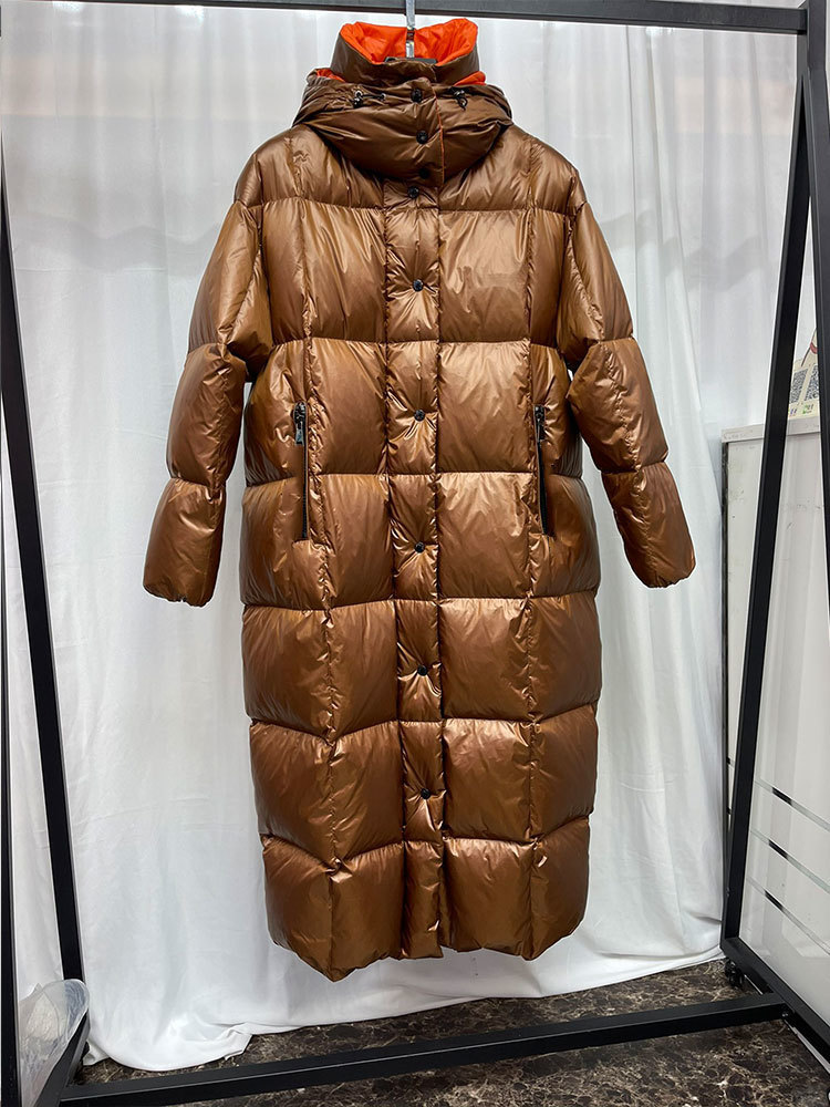 Femmes Down Parkas Hiver Long Veste Chaude Femmes Pain Épais Classique Mode À Capuche Noir Puffer Veste Femmes Colorblock Doublure Manteau Dames 220914