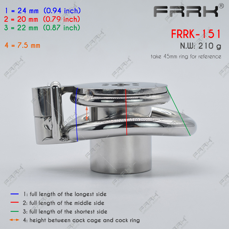 Cockrings FRRK Hardcore Inverted Male Chastity Cage with Allen Key Cock Lock Stainless Steel Cylinder Penis Rings Negative Adults Sex Toys 220914