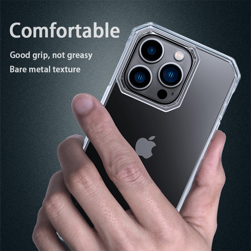 İPhone 14 Pro MaxShock geçirmez yumuşak tampon coque kapak kutuları için lüks kristal berraklığında kare anti-sönen telefon kutuları
