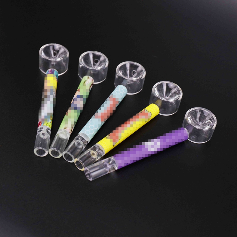 Colorful Pyrex Thick Glass Pipes Dry Herb Tobacco Filter Bowl Portable Removable Cigarette Smoking Holder Catcher Taster Bat One Hitter Handpipes Tube