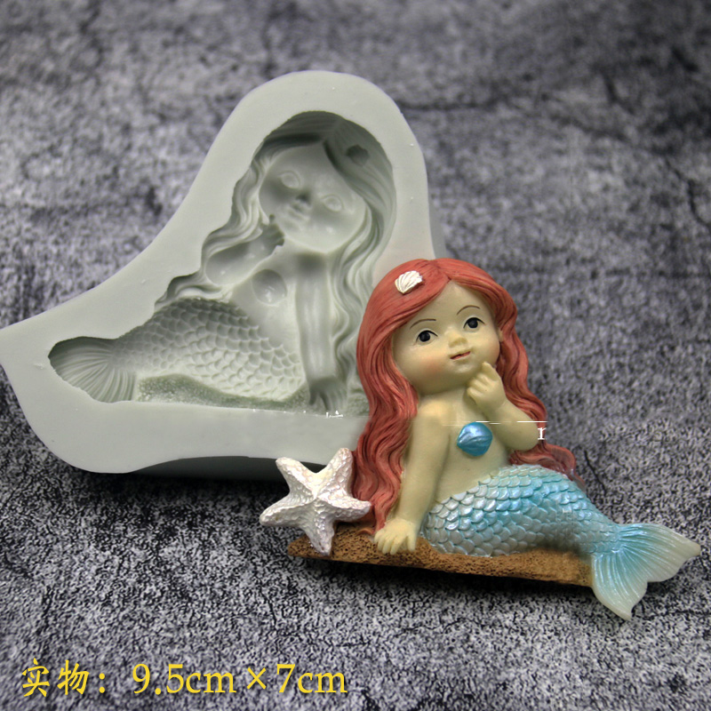 3D Sleeping Mermaid Silicone Mold Diy Cake Tools Fondant Chocolate Candy Making Soop Clay Machine para decoração de Natal de aniversário de bebê