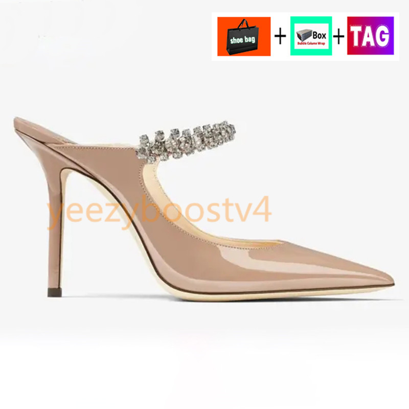 فاخرة Bing Women Dress Shoes Jimmy London Cho High High Heels Designer Womens Crystal Strap Pumps Lady Patent Suede Heel Sandals with Box Classic Ladies Wedding Sandal
