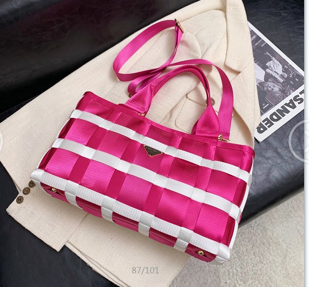 Ny vävd nylon handväska shopping påse axel bärbar säkerhetssats grönsak korg stora väskor kvinnlig mode