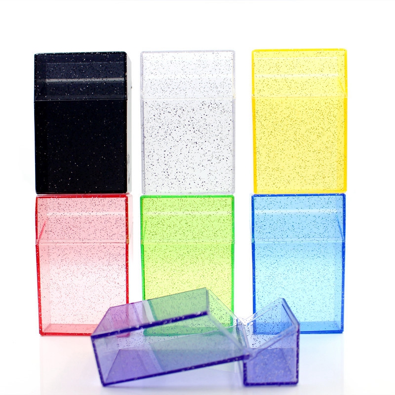 Pretty Transparent Colorful Plastic Portable Tobacco Cigarette Case Holder Storage Flip Cover Box Innovative Design Protective Shell Smoking