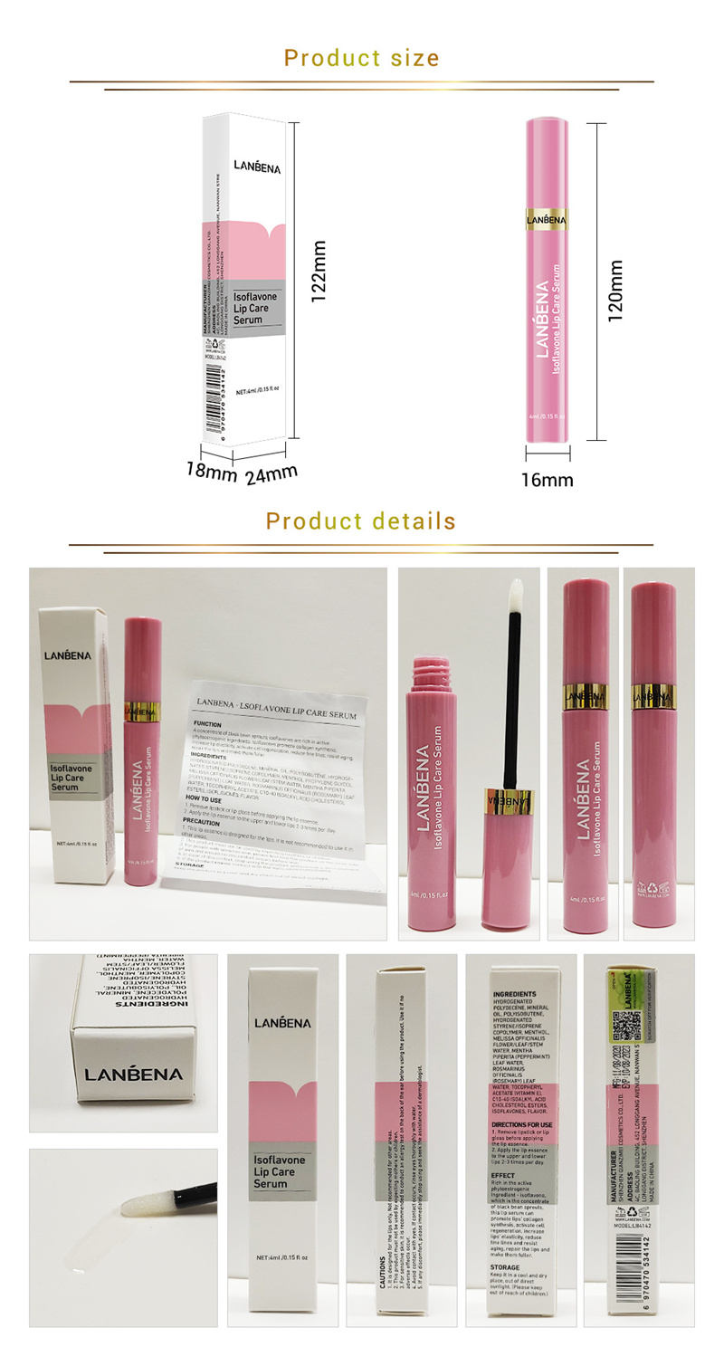 Lanbena Lip Care Lip Plumper Reparating Reduce os lábios Máscara Linhas finas aumentam o creme hidratante 6672494