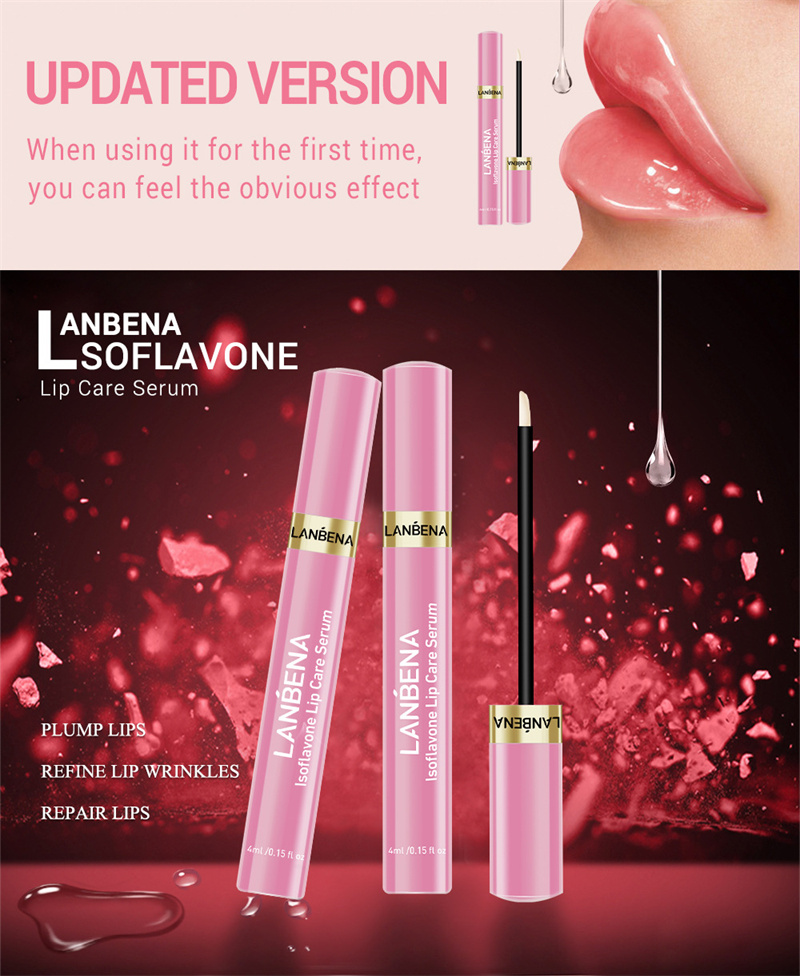 Lanbena Lip Care Serum Surowica naprawa warg Plumper Zmniejsz Maskę usta drobne linie Zwiększ krem ​​nawilżający 