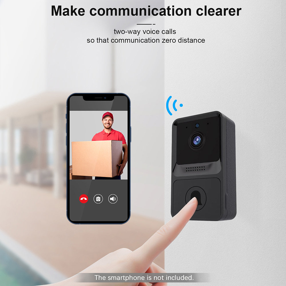 Wireless Video Doorbell Smart Security Doorbell Camera 1080P High Resolution Visual with IR Night Vision 2-Way Audio Real-Time Monitoring Door Bell