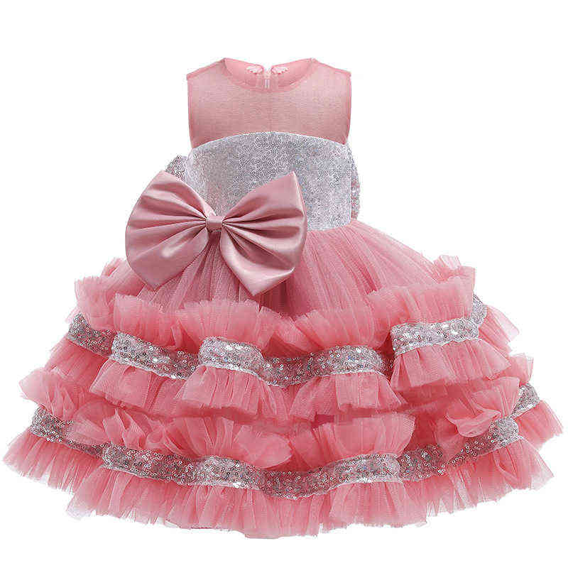 Girl`s 2022 New Children Christmas Dresses for Baby Girl Princess Fluffy Layered Tulle Costume Toddler Kids Halloween Clothes 0-5 Years 0913