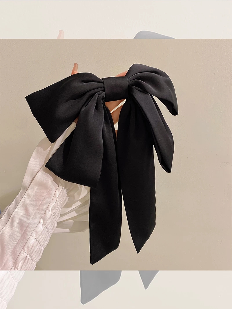 Fashion Two Layers Satin Bow Barrettes Solid Color Pleated Hair Clip Chiffon Fabric Knotted Hair Claw Headwear Hair Accessories