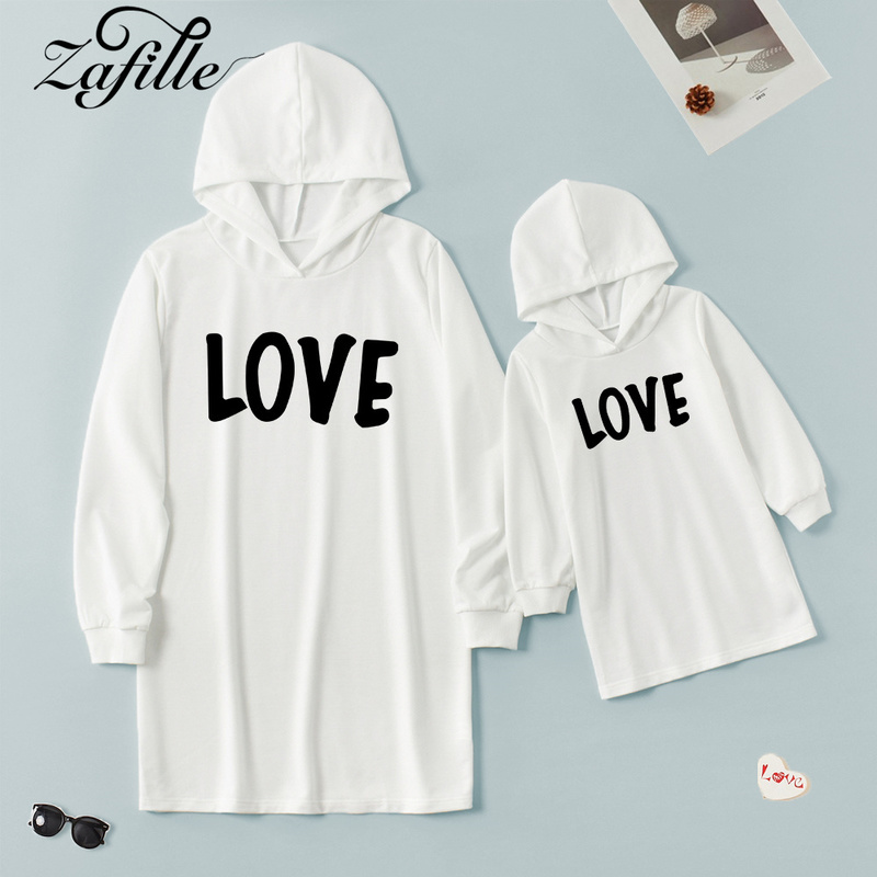 Family Matching Outfits ZAFILLE Mother and Daughter Clothes Rainbow print Hoodies Dress Mom And Daughter Family Matching Clothes Mommy And Me Clothes 220914