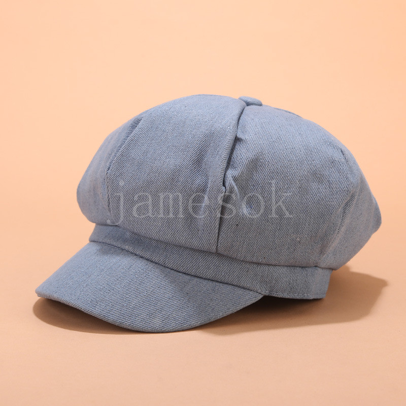 Solid Color Short Brim Spring Summer Painter Hat Beret Fashion Nieuwe Women Newsboy Hat Peaked Cap DE752