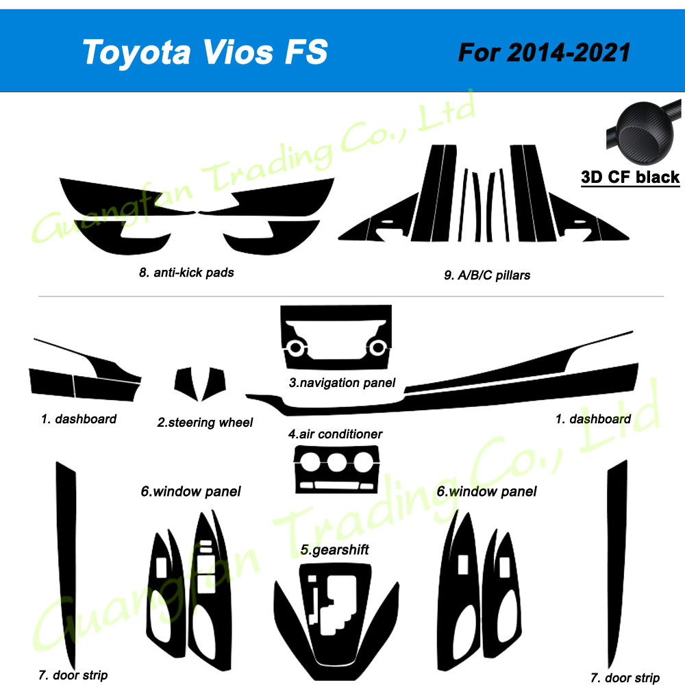 3D/5D 탄소 섬유 자동차 인테리어 센터 콘솔 커버 컬러 변경 몰딩 스티커 데칼 FS 2014-2021