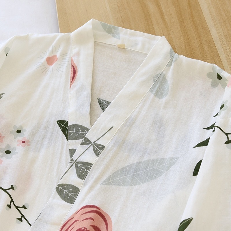 Damska odzież sutowa drukowana panie w stylu Kimono Styp Zestaw luźnych cienkich trzech czwartych rękawów z dekoltem w dekolcie bawełna bawełniana 