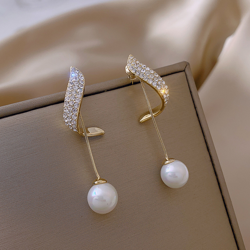 Accessories Dangle Earrings 2021 New Arrival Classic Elegant Simulated pearl Tassel Long Earrings For Women Fashion Water Drop Crystal...