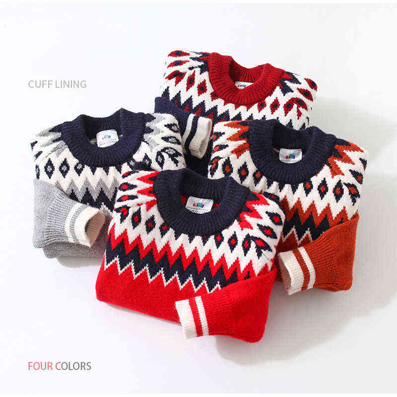 Pullover 2020 Autumn Winter 2 3 4 6 8 9 10 Years Christmas Gift O-hals stickad stilig etnisk stil mjuk tröja för barn Baby Boys 0913