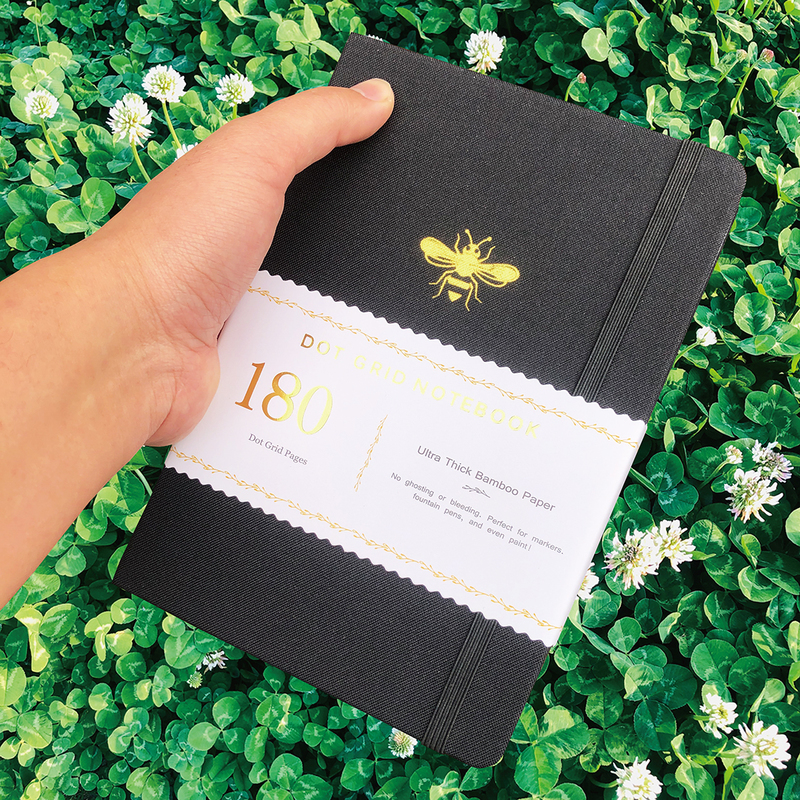 Notepads Honeybee A5 Dot Grid Notebook Watercolor Dotted Journal 180gsm Bamboo Inner Paper Waterproof Fabric Hardcover 220914